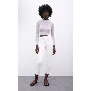 Zara The‎ Dreed Flare Jeans Size 4 White Raw Hem